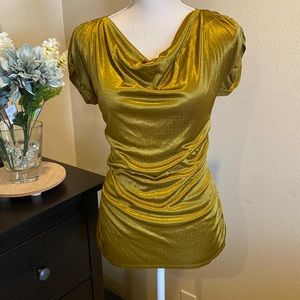 Jennifer Lopez Metallic Olive Blouse